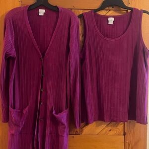 Chico's Magenta Cardigan and Tank Set